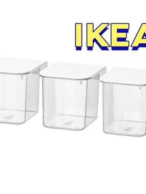 IKEA Skadis Clear Plastic Storage Containers with White Lids - Set of 3